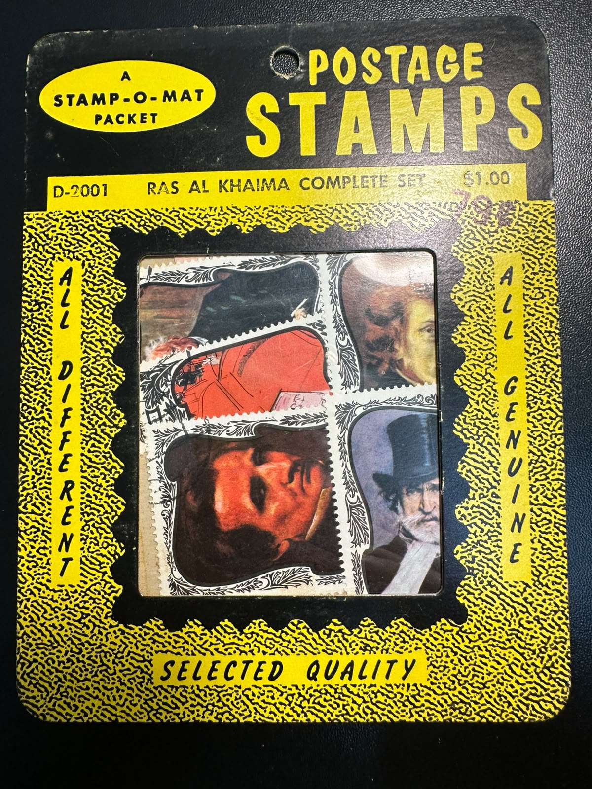 בולים ראס אל-ח'יימה – סדרה מלאה (דיוקנאות) (Stamp-O-Mat) | Ras Al Khaima Complete Set — Stamp-O-Mat Postage Stamps Packet