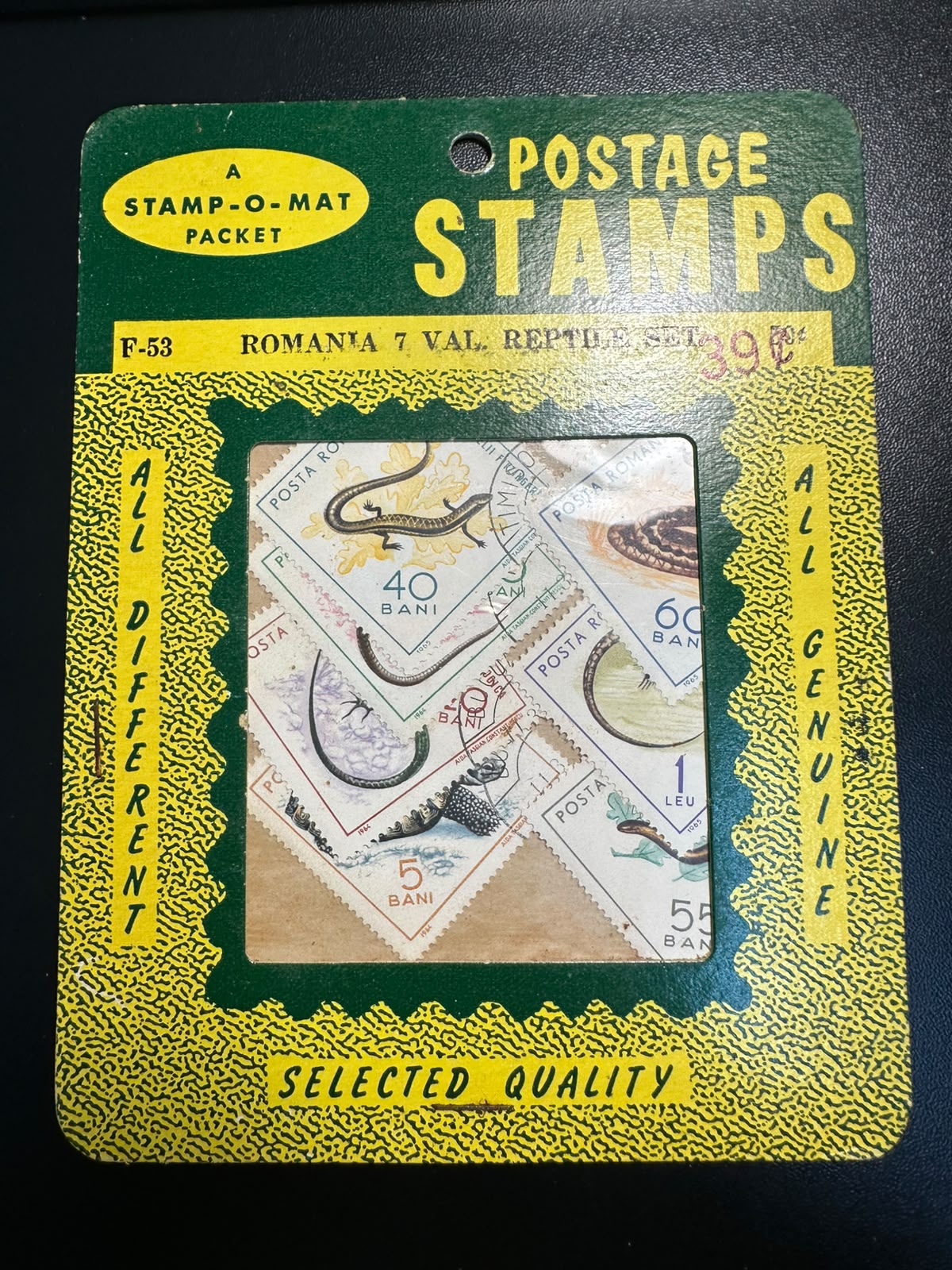 בולים רומניה – סדרת זוחלים (7 ערכים) (Stamp-O-Mat) | Romania 7-Value Reptile Set — Stamp-O-Mat Postage Stamps Packet