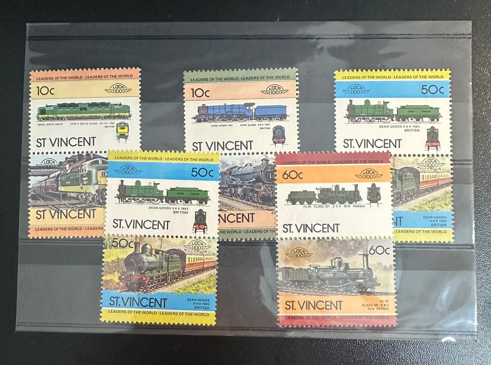 בולי דואר וינטג' - קטרים, סנט וינסנט (10 בולים) | Vintage Locomotive Postage Stamps - St. Vincent (10 Stamps)