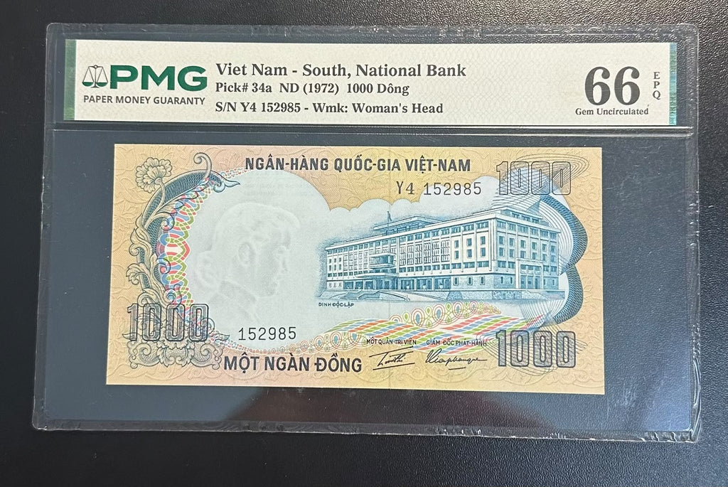 שטר דרום וייטנאם 1000 דונג 1972 מדורג | South Vietnam 1000 Dong 1972 PMG 66 EPQ