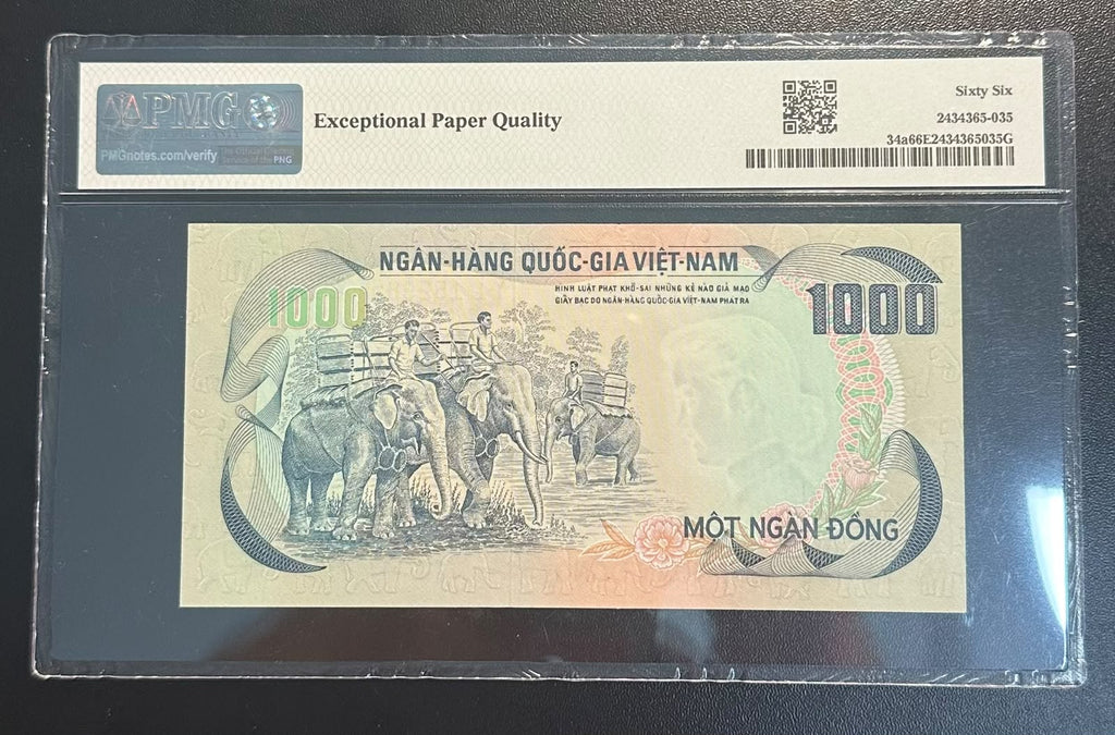 שטר דרום וייטנאם 1000 דונג 1972 מדורג | South Vietnam 1000 Dong 1972 PMG 66 EPQ