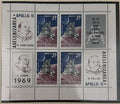רומניה 1969 – גיליון מזכרת Apollo 11, הנחיתה הראשונה על הירח, 4 בולים | Romania 1969 Apollo 11 Souvenir Sheet – First Manned Moon Landing – 4 Stamps
