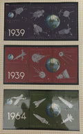 קובה 1964 – 3 גיליונות בולי חלל ורקטות, 25 שנה לניסוי דואר הרקטות הקובני, 15 בולים | Cuba 1964 – 3 Space & Rocket Stamp Panes – 25th Anniversary of Cuban Rocket Mail – 15 Stamps