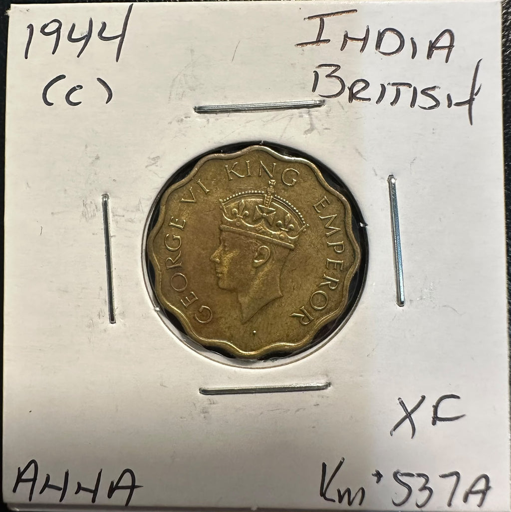 הודו הבריטית 1944 – מטבע 1 אנה, ג׳ורג׳ השישי, Calcutta Mint | British India 1944 1 Anna – King George VI – Calcutta Mint