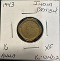 הודו הבריטית 1943 – חצי אנה, ג׳ורג׳ השישי, Calcutta Mint | British India 1943 ½ Anna – King George VI – Calcutta Mint