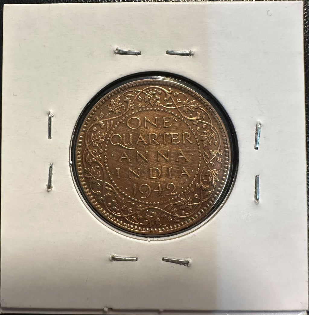 הודו הבריטית 1942 – רבע אנה, ג׳ורג׳ השישי, Calcutta Mint, KM#531 | British India 1942 ¼ Anna – King George VI – Calcutta Mint – KM#531