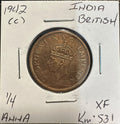 הודו הבריטית 1942 – רבע אנה, ג׳ורג׳ השישי, Calcutta Mint, KM#531 | British India 1942 ¼ Anna – King George VI – Calcutta Mint – KM#531