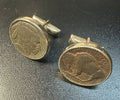 חפתים וינטג׳ ממטבעות Buffalo Nickel אמריקאיים מקוריים – Indian Head / American Bison, מנגנון PAT PEND | Vintage U.S. Buffalo Nickel Coin Cufflinks – Indian Head & American Bison – PAT PEND