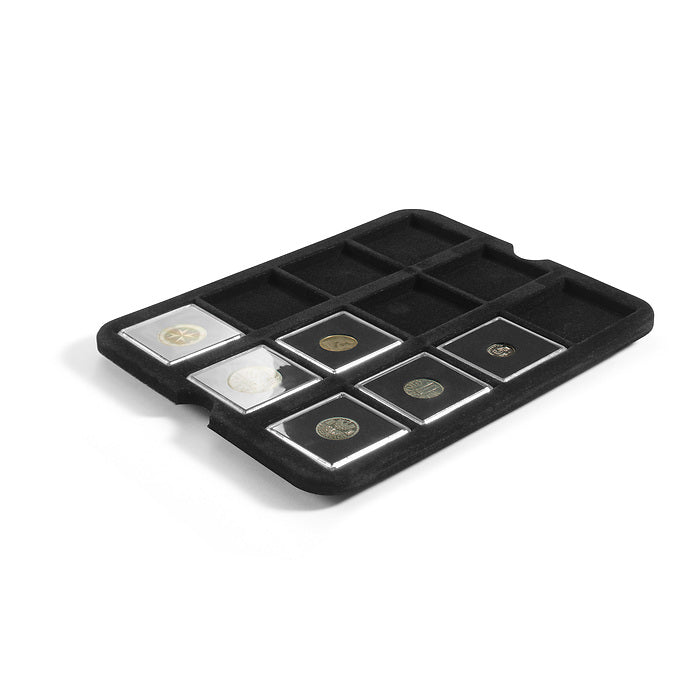 מגש עבור 12 קפסולות למטבעות, שחור / Mazzola tray for 12 Quadrum coin capsules, black