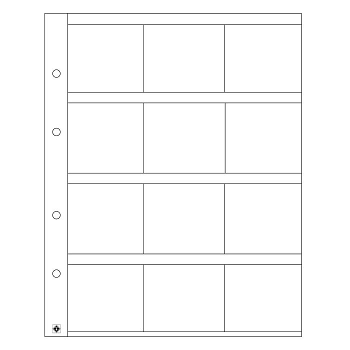 דפים שקופים עבור 12 מטבעות חבילה של 5 Optima coin sheets, for 12 coin Holders 50x50 mm, clear