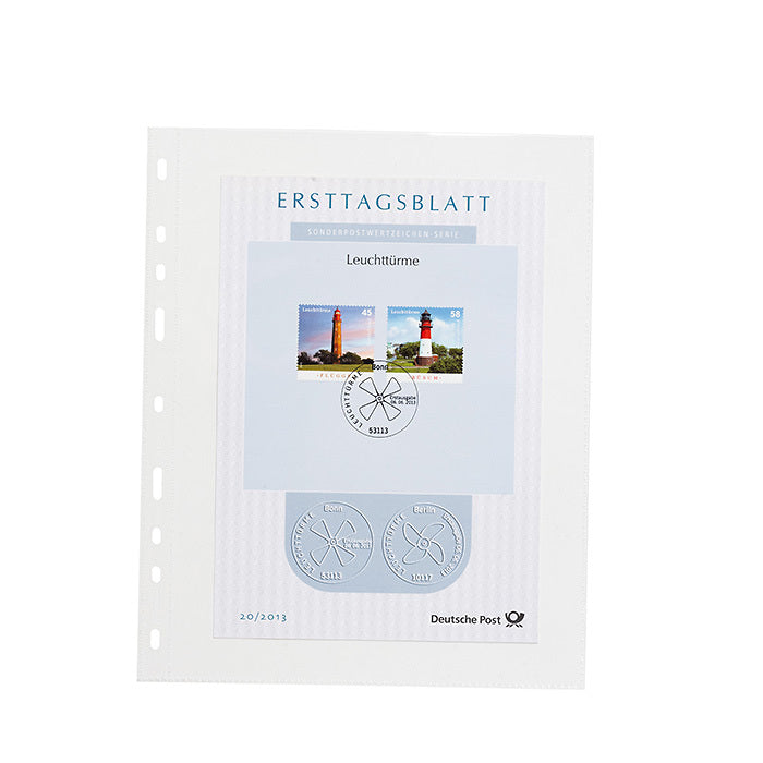 חבילה של 50 דפים לשטרות שקוף Optima Easy plastic sheets with one pocket, PP, clear, pack of 50