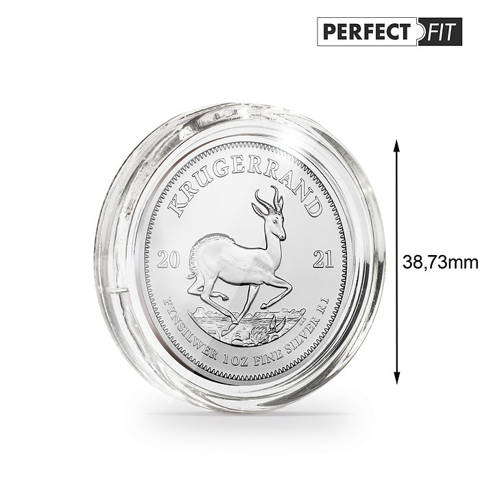 Ultra Perfect Fit קפסולות למטבעות עבור 1 oz. כסף 39 mm(e.g.Krugerrand, Britannia), חבילה 10