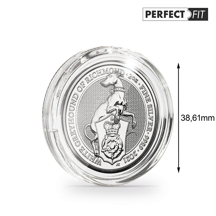 Ultra Perfect Fit קפסולות למטבעות עבור 2 oz. Queen's Beasts כסף (38,61 mm), חבילה של 10